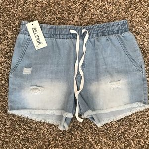 Light wash Denim drawstring shorts Size S